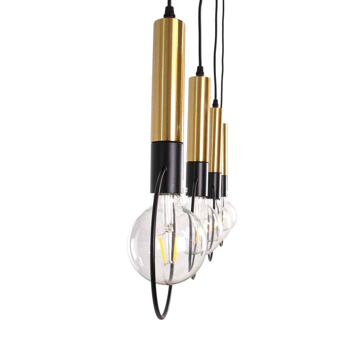 GloboStar® OLVERO 00775 Μοντέρνο Κρεμαστό Φωτιστικό Οροφής Πολύφωτο Μαύρο Χρυσό Μεταλλικό Πλέγμα Μ90 x Π18 x Y130cm - ledmania.gr