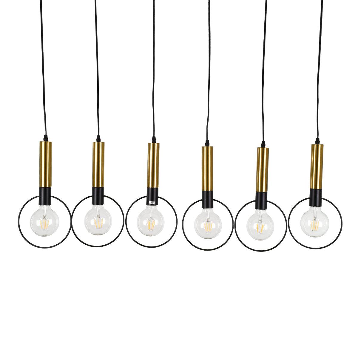 GloboStar® OLVERO 00776 Μοντέρνο Κρεμαστό Φωτιστικό Οροφής Πολύφωτο Μαύρο Χρυσό Μεταλλικό Πλέγμα Μ110 x Π18 x Y130cm - ledmania.gr