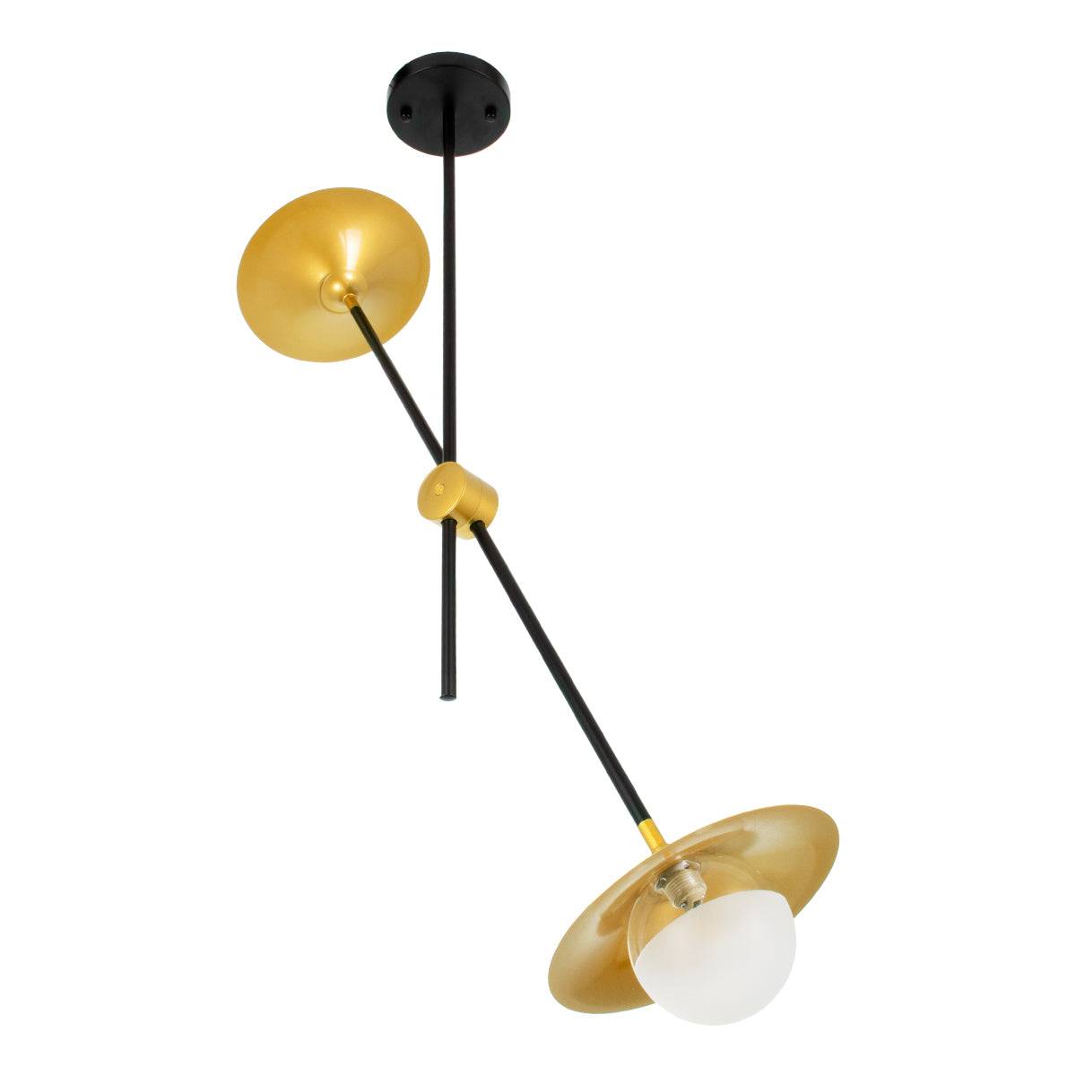 GloboStar® JOLIET 00778 Μοντέρνο Φωτιστικό Οροφής Δίφωτο 2 x G9 AC 230V Μαύρο - Χρυσό Μεταλλικό Πλέγμα Μ93 x Π20 x Υ100cm - ledmania.gr