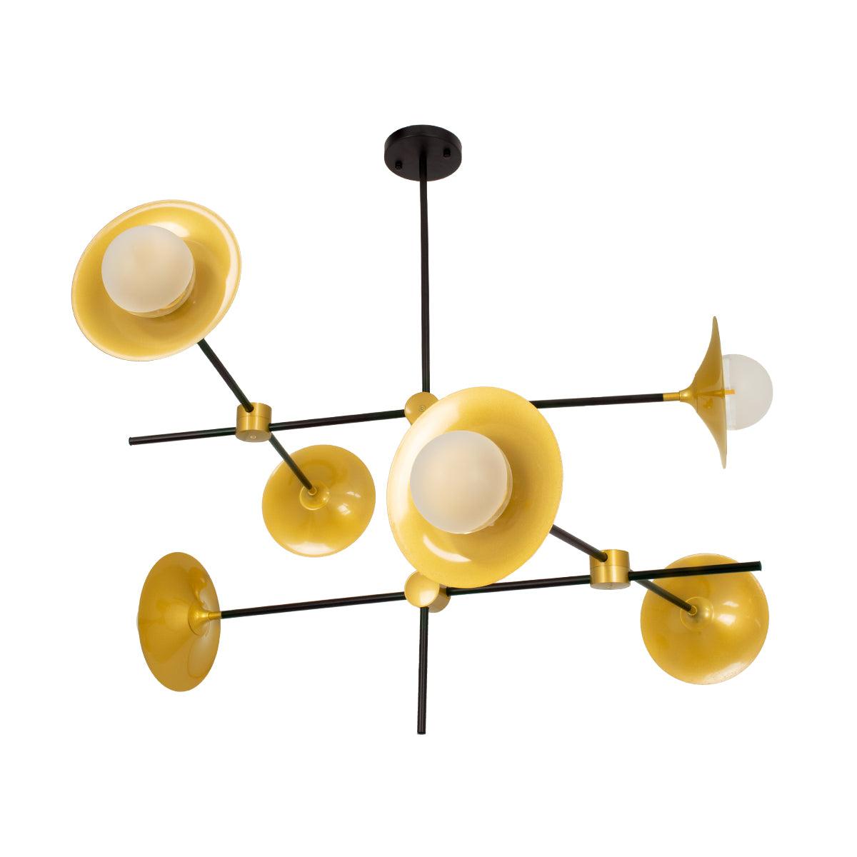 GloboStar® JOLIET 00780 Μοντέρνο Φωτιστικό Οροφής Πολύφωτο 6 x G9 AC 230V Μαύρο - Χρυσό Μεταλλικό Πλέγμα Φ93 x Υ87cm - ledmania.gr