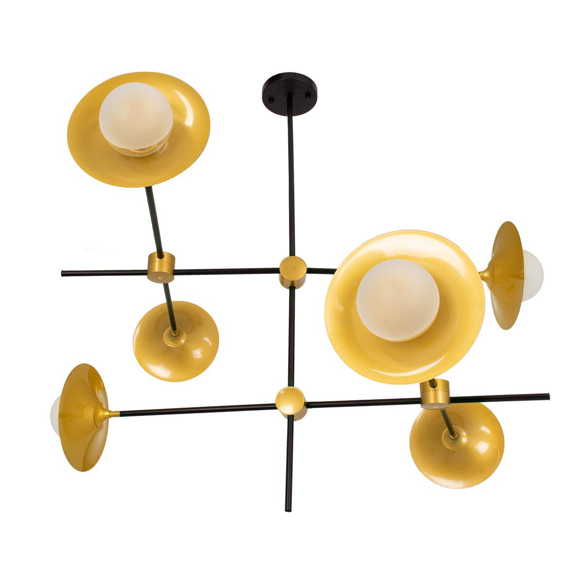 GloboStar® JOLIET 00780 Μοντέρνο Φωτιστικό Οροφής Πολύφωτο 6 x G9 AC 230V Μαύρο - Χρυσό Μεταλλικό Πλέγμα Φ93 x Υ87cm - ledmania.gr