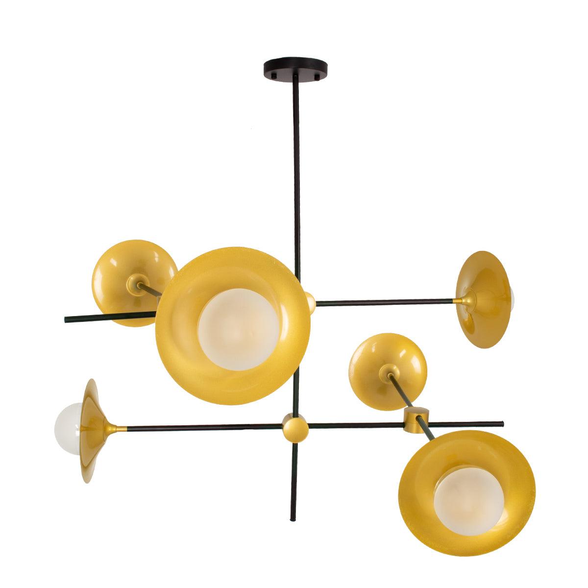 GloboStar® JOLIET 00780 Μοντέρνο Φωτιστικό Οροφής Πολύφωτο 6 x G9 AC 230V Μαύρο - Χρυσό Μεταλλικό Πλέγμα Φ93 x Υ87cm - ledmania.gr