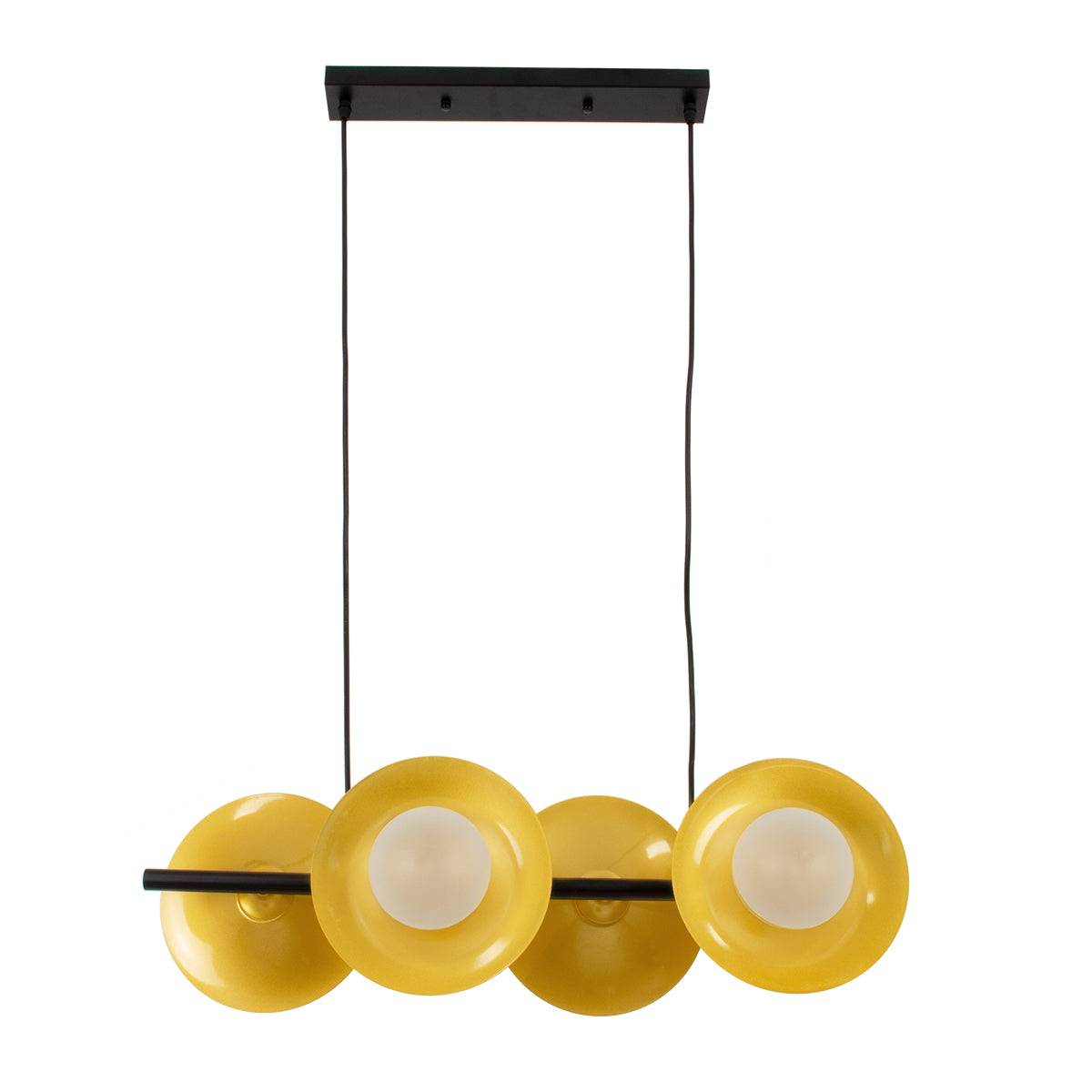 GloboStar® JOLIET 00782 Μοντέρνο Κρεμαστό Φωτιστικό Οροφής Πολύφωτο 4 x G9 AC 230V Μαύρο - Χρυσό Μεταλλικό Πλέγμα Μ65 x Π28 x Υ20cm - ledmania.gr