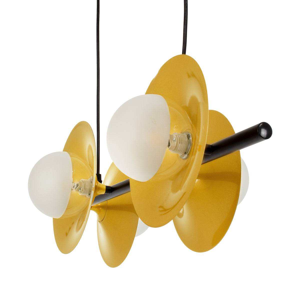 GloboStar® JOLIET 00782 Μοντέρνο Κρεμαστό Φωτιστικό Οροφής Πολύφωτο 4 x G9 AC 230V Μαύρο - Χρυσό Μεταλλικό Πλέγμα Μ65 x Π28 x Υ20cm - ledmania.gr
