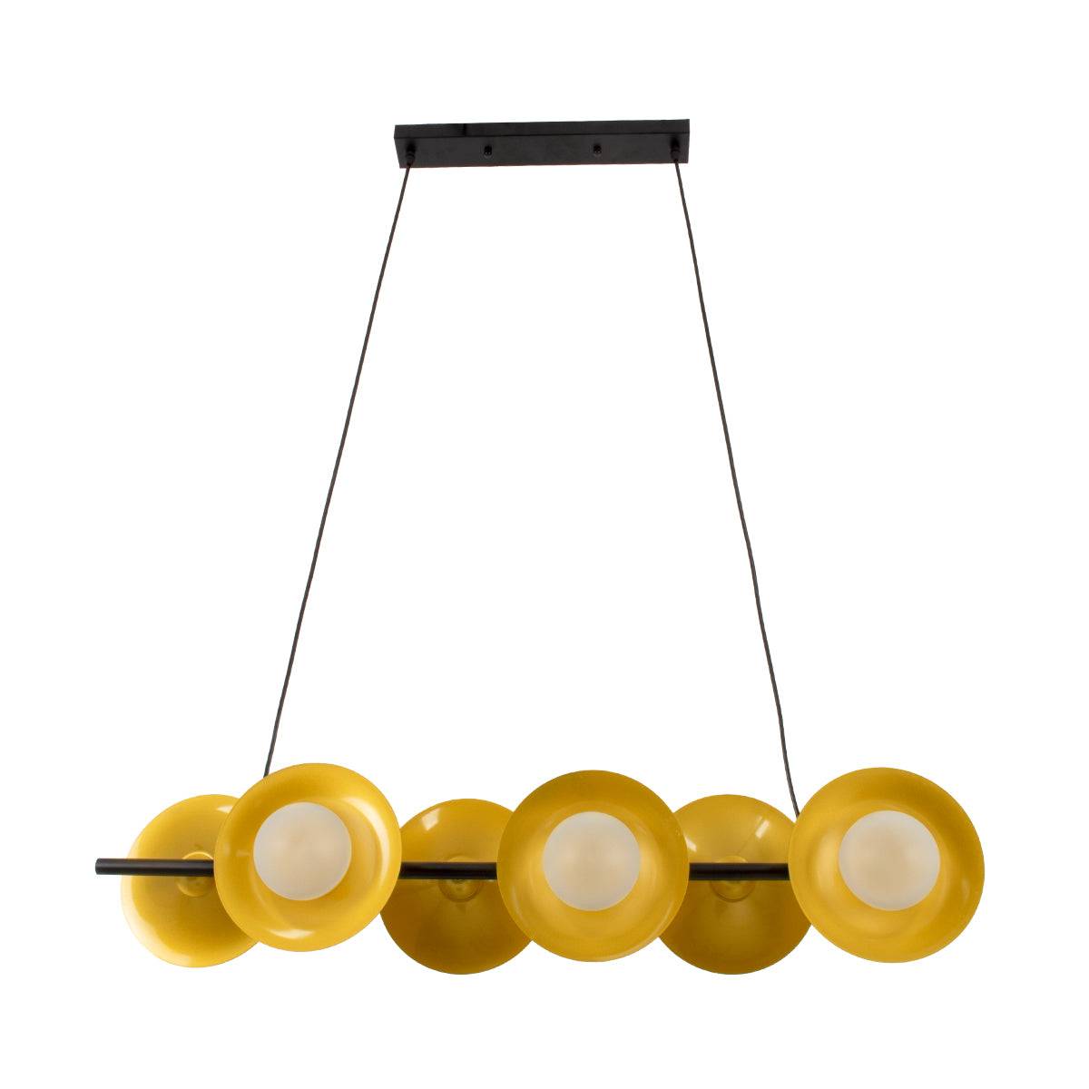 GloboStar® JOLIET 00783 Μοντέρνο Κρεμαστό Φωτιστικό Οροφής Πολύφωτο 6 x G9 AC 230V Μαύρο - Χρυσό Μεταλλικό Πλέγμα Μ95 x Π28 x Υ20cm - ledmania.gr