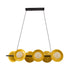 GloboStar® JOLIET 00783 Μοντέρνο Κρεμαστό Φωτιστικό Οροφής Πολύφωτο 6 x G9 AC 230V Μαύρο - Χρυσό Μεταλλικό Πλέγμα Μ95 x Π28 x Υ20cm - ledmania.gr