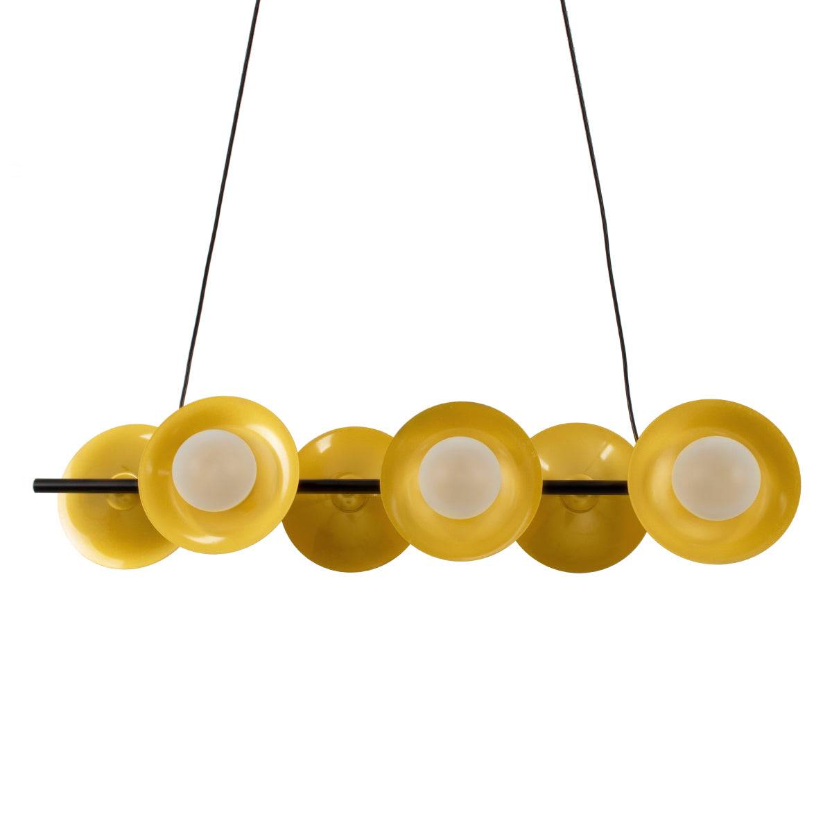 GloboStar® JOLIET 00783 Μοντέρνο Κρεμαστό Φωτιστικό Οροφής Πολύφωτο 6 x G9 AC 230V Μαύρο - Χρυσό Μεταλλικό Πλέγμα Μ95 x Π28 x Υ20cm - ledmania.gr