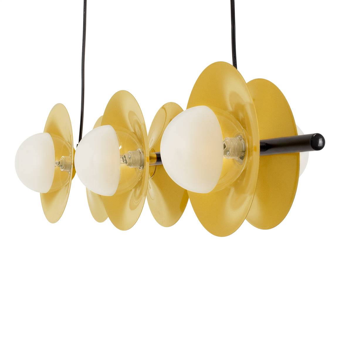 GloboStar® JOLIET 00783 Μοντέρνο Κρεμαστό Φωτιστικό Οροφής Πολύφωτο 6 x G9 AC 230V Μαύρο - Χρυσό Μεταλλικό Πλέγμα Μ95 x Π28 x Υ20cm - ledmania.gr