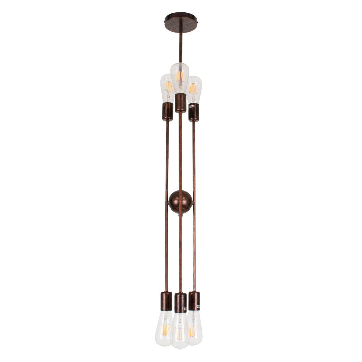 GloboStar® ZANE 00785 Μοντέρνο Φωτιστικό Οροφής Πολύφωτο Χάλκινο Μεταλλικό Ράγα Φ70 x Y100cm - ledmania.gr