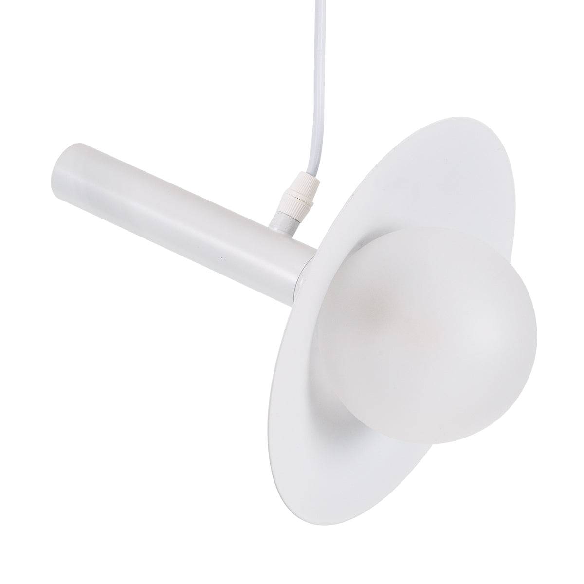GloboStar® CELEST 00790 Μοντέρνο Μεταλλικό Κρεμαστό Φωτιστικό Οροφής Ανάρτηση με Ντουί G9 Μονόφωτο Λευκό με Λευκό Γυαλί Φ20 x Y26.5cm - ledmania.gr