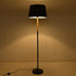GloboStar® CEDAR 00827 Μοντέρνο Φωτιστικό Δαπέδου Μονόφωτο Μεταλλικό Μαύρο με Καπέλο και Ξύλινη Λεπτομέρεια Φ40 x Υ148cm - ledmania.gr