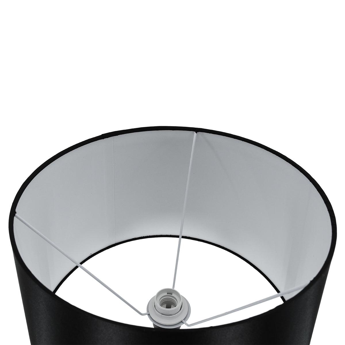 GloboStar® CEDAR 00827 Μοντέρνο Φωτιστικό Δαπέδου Μονόφωτο Μεταλλικό Μαύρο με Καπέλο και Ξύλινη Λεπτομέρεια Φ40 x Υ148cm - ledmania.gr