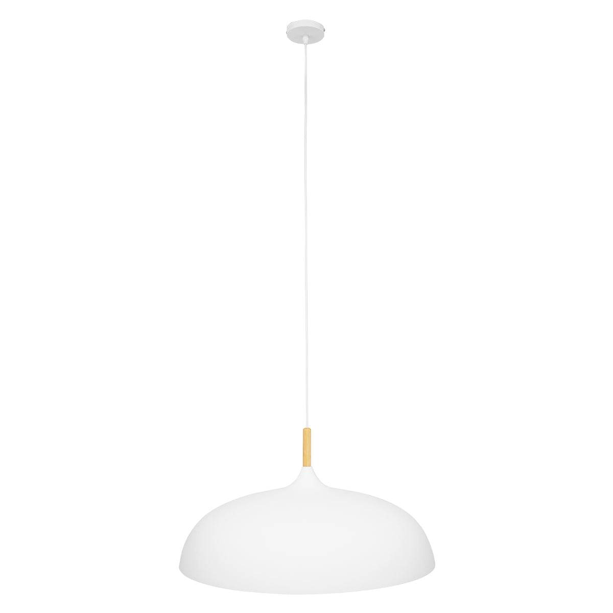 GloboStar® ZOE 00837 Μοντέρνο Κρεμαστό Φωτιστικό Οροφής Μονόφωτο Λευκό Μεταλλικό Καμπάνα Φ60 x Υ35cm - ledmania.gr