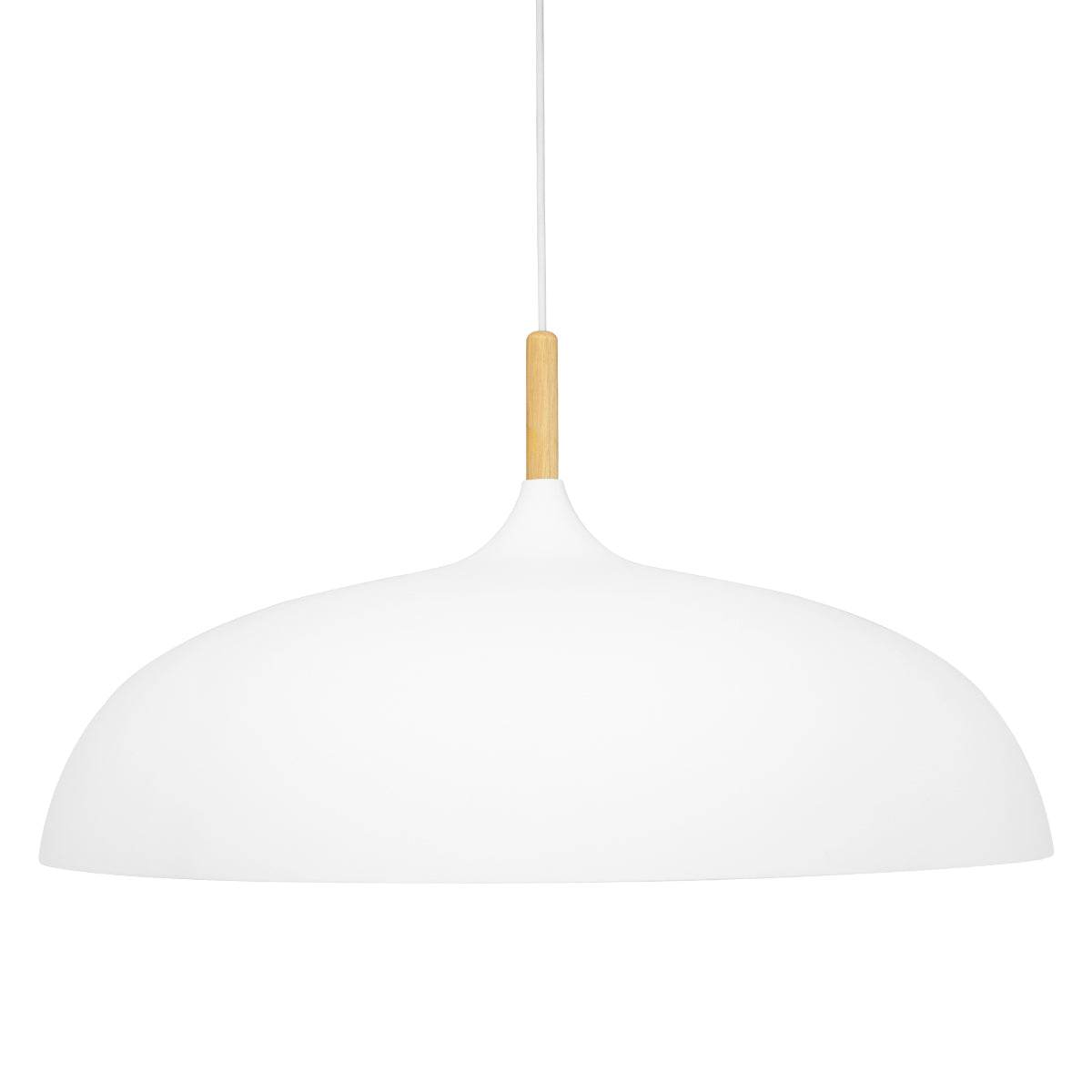 GloboStar® ZOE 00837 Μοντέρνο Κρεμαστό Φωτιστικό Οροφής Μονόφωτο Λευκό Μεταλλικό Καμπάνα Φ60 x Υ35cm - ledmania.gr
