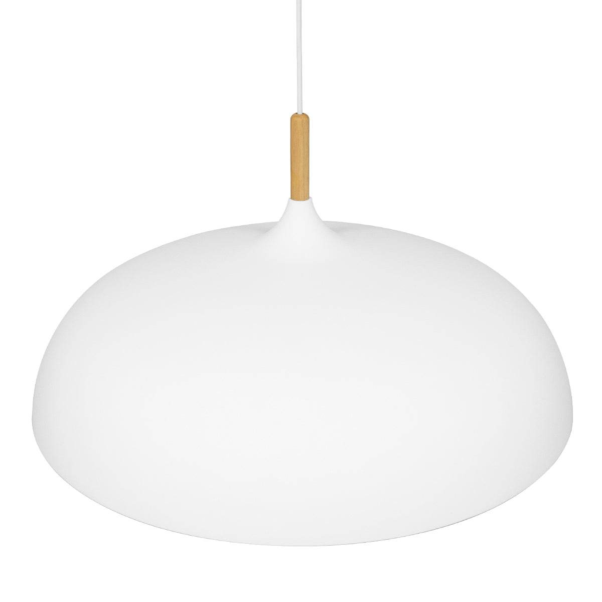 GloboStar® ZOE 00837 Μοντέρνο Κρεμαστό Φωτιστικό Οροφής Μονόφωτο Λευκό Μεταλλικό Καμπάνα Φ60 x Υ35cm - ledmania.gr