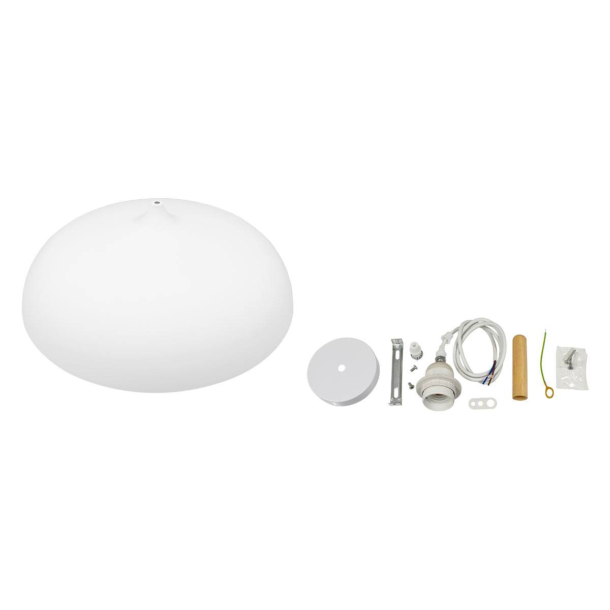 GloboStar® ZOE 00837 Μοντέρνο Κρεμαστό Φωτιστικό Οροφής Μονόφωτο Λευκό Μεταλλικό Καμπάνα Φ60 x Υ35cm - ledmania.gr