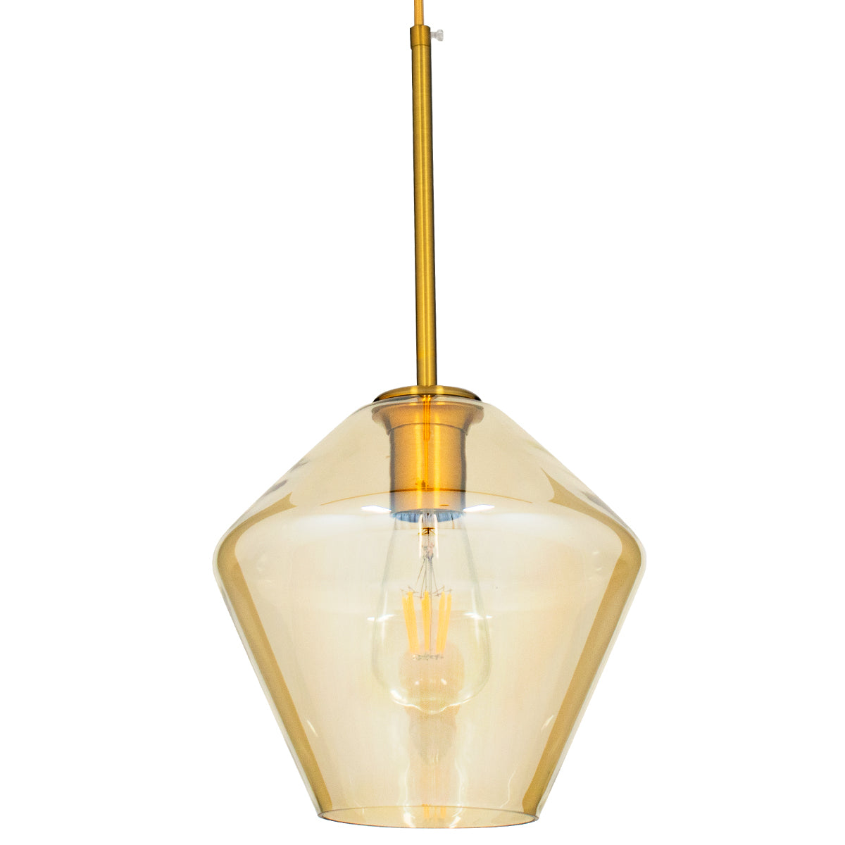 GloboStar® AMARIS 00869 Μοντέρνο Κρεμαστό Φωτιστικό Οροφής Μονόφωτο Γυάλινο Φιμέ Μελί Φ22 x Υ22cm - ledmania.gr
