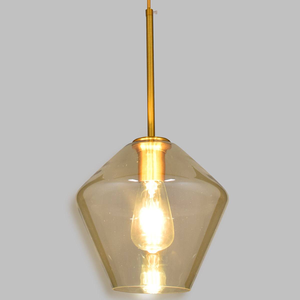 GloboStar® AMARIS 00869 Μοντέρνο Κρεμαστό Φωτιστικό Οροφής Μονόφωτο Γυάλινο Φιμέ Μελί Φ22 x Υ22cm - ledmania.gr