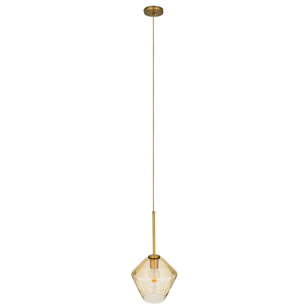 GloboStar® AMARIS 00869 Μοντέρνο Κρεμαστό Φωτιστικό Οροφής Μονόφωτο Γυάλινο Φιμέ Μελί Φ22 x Υ22cm - ledmania.gr