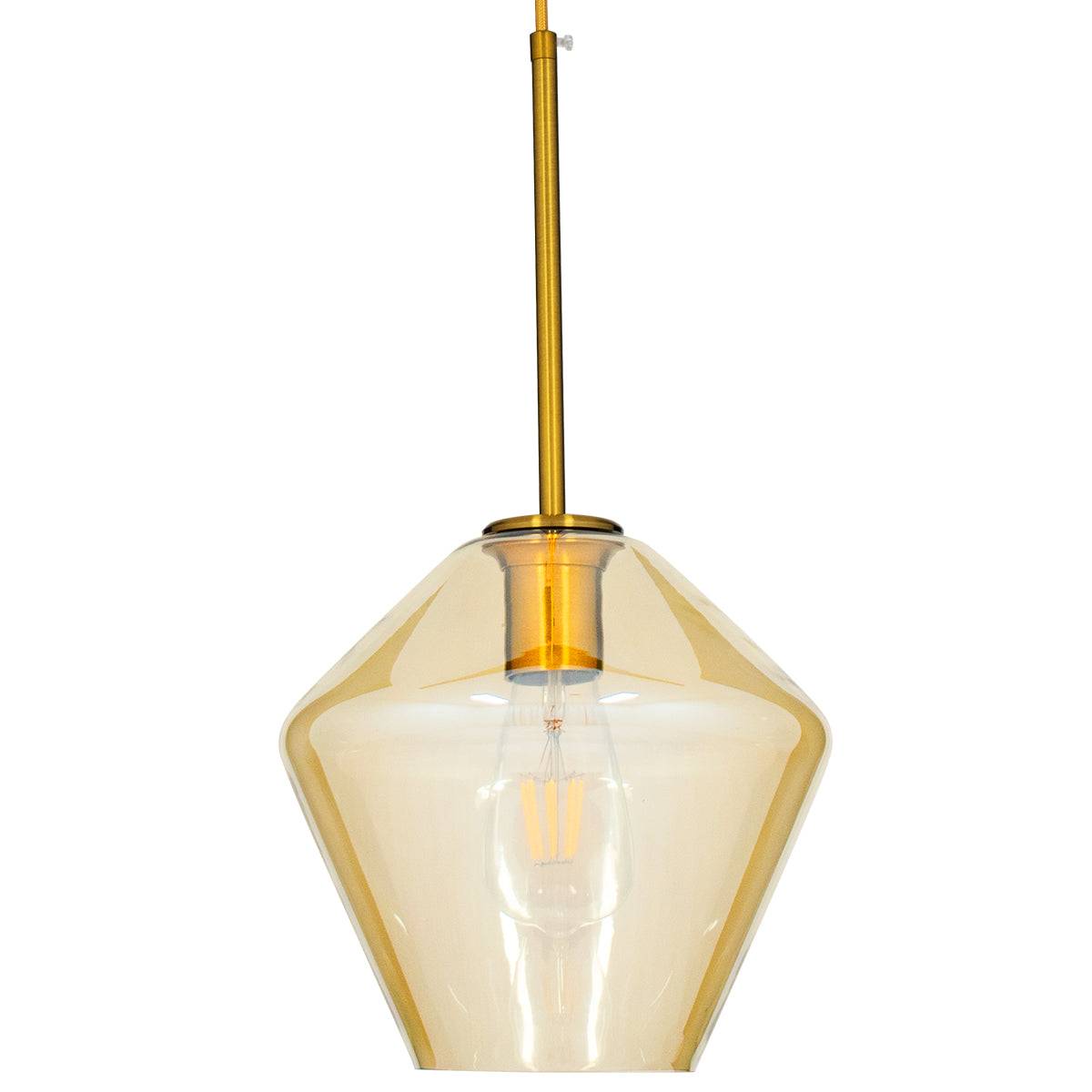 GloboStar® AMARIS 00869 Μοντέρνο Κρεμαστό Φωτιστικό Οροφής Μονόφωτο Γυάλινο Φιμέ Μελί Φ22 x Υ22cm - ledmania.gr