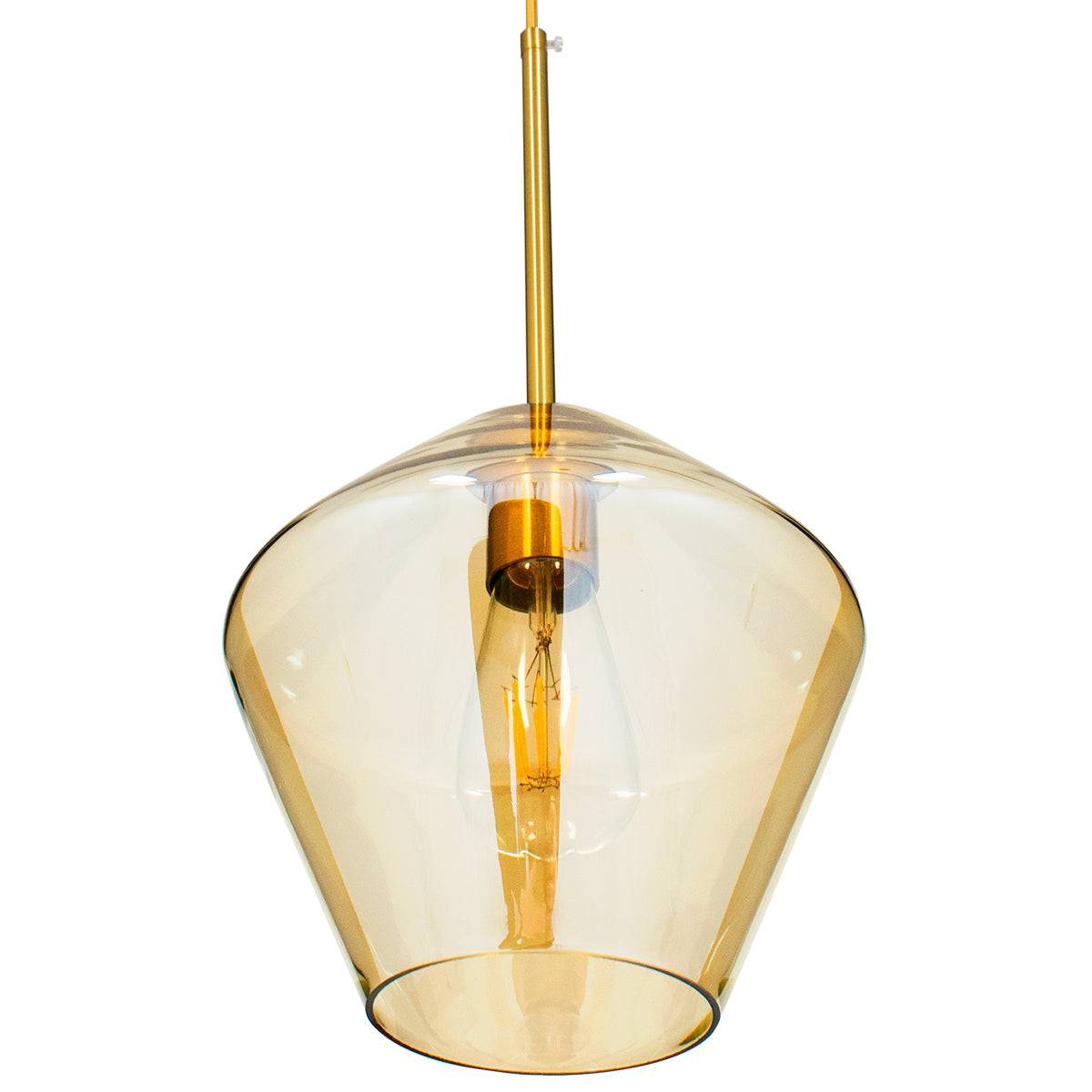GloboStar® AMARIS 00869 Μοντέρνο Κρεμαστό Φωτιστικό Οροφής Μονόφωτο Γυάλινο Φιμέ Μελί Φ22 x Υ22cm - ledmania.gr