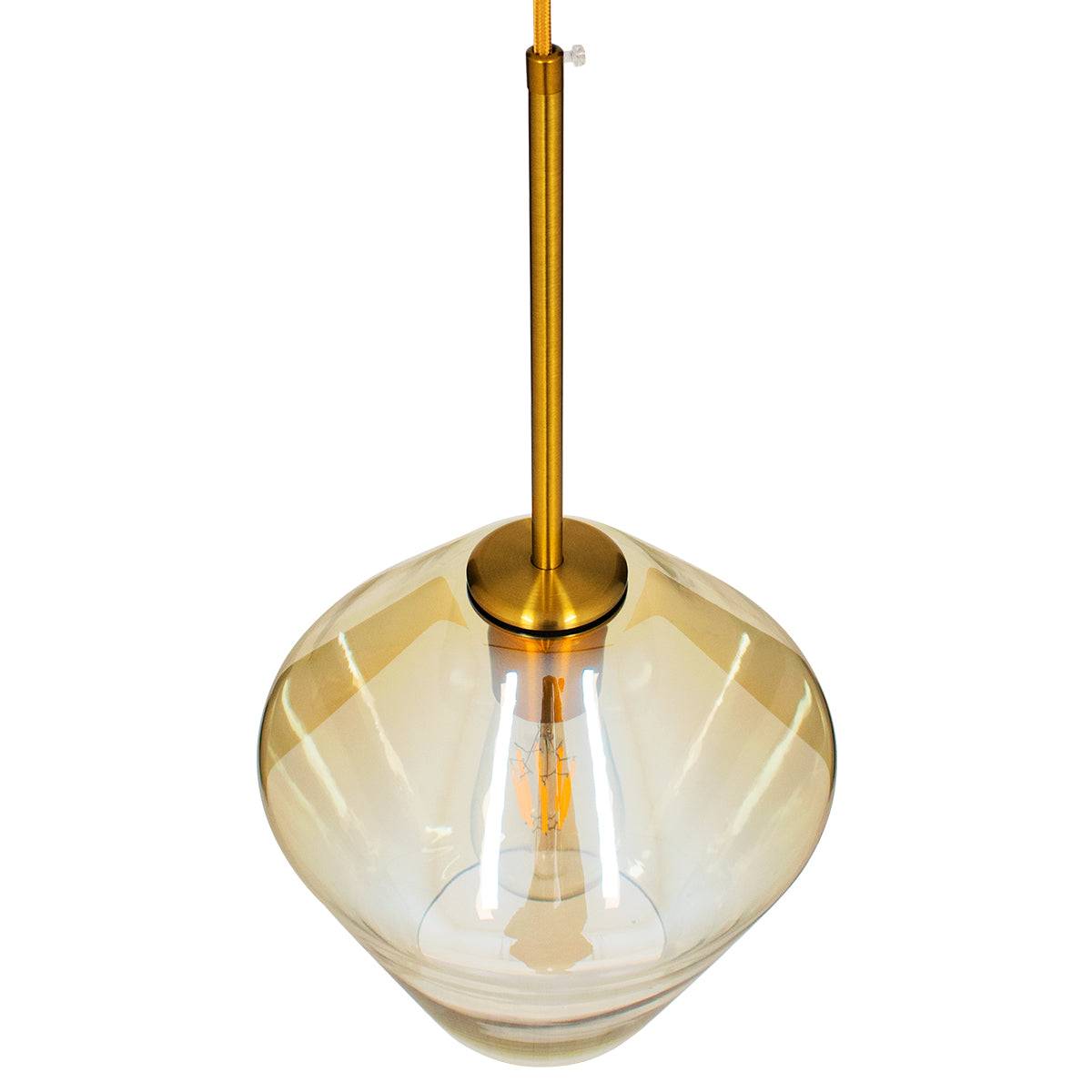 GloboStar® AMARIS 00869 Μοντέρνο Κρεμαστό Φωτιστικό Οροφής Μονόφωτο Γυάλινο Φιμέ Μελί Φ22 x Υ22cm - ledmania.gr