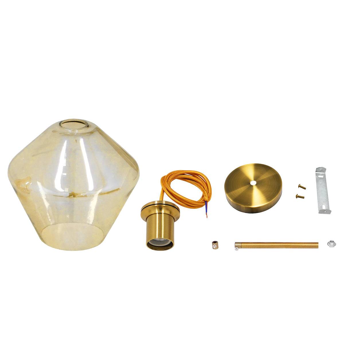 GloboStar® AMARIS 00869 Μοντέρνο Κρεμαστό Φωτιστικό Οροφής Μονόφωτο Γυάλινο Φιμέ Μελί Φ22 x Υ22cm - ledmania.gr