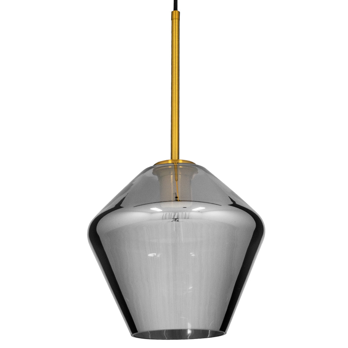 GloboStar® AMARIS 00872 Μοντέρνο Κρεμαστό Φωτιστικό Οροφής Μονόφωτο Γυάλινο Φιμέ Νίκελ Φ22 x Υ22cm - ledmania.gr