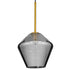 GloboStar® AMARIS 00872 Μοντέρνο Κρεμαστό Φωτιστικό Οροφής Μονόφωτο Γυάλινο Φιμέ Νίκελ Φ22 x Υ22cm - ledmania.gr