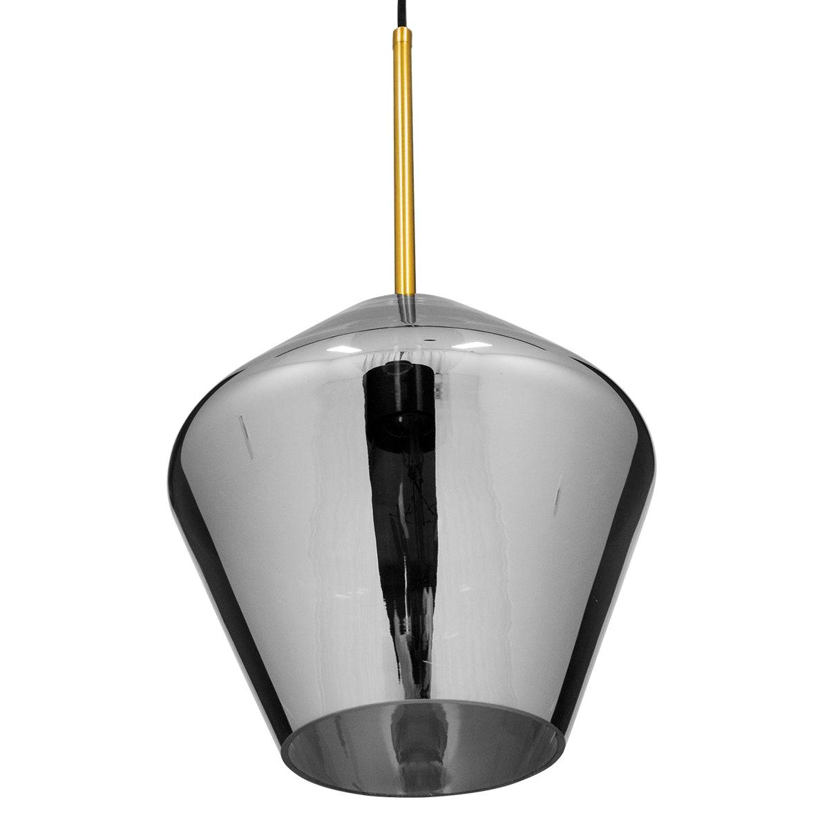GloboStar® AMARIS 00872 Μοντέρνο Κρεμαστό Φωτιστικό Οροφής Μονόφωτο Γυάλινο Φιμέ Νίκελ Φ22 x Υ22cm - ledmania.gr