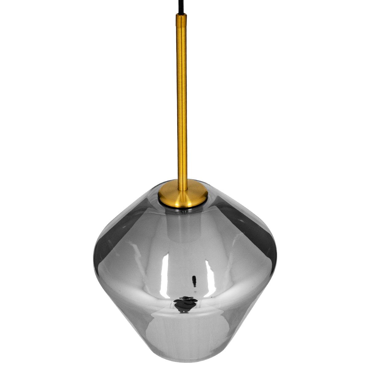 GloboStar® AMARIS 00872 Μοντέρνο Κρεμαστό Φωτιστικό Οροφής Μονόφωτο Γυάλινο Φιμέ Νίκελ Φ22 x Υ22cm - ledmania.gr