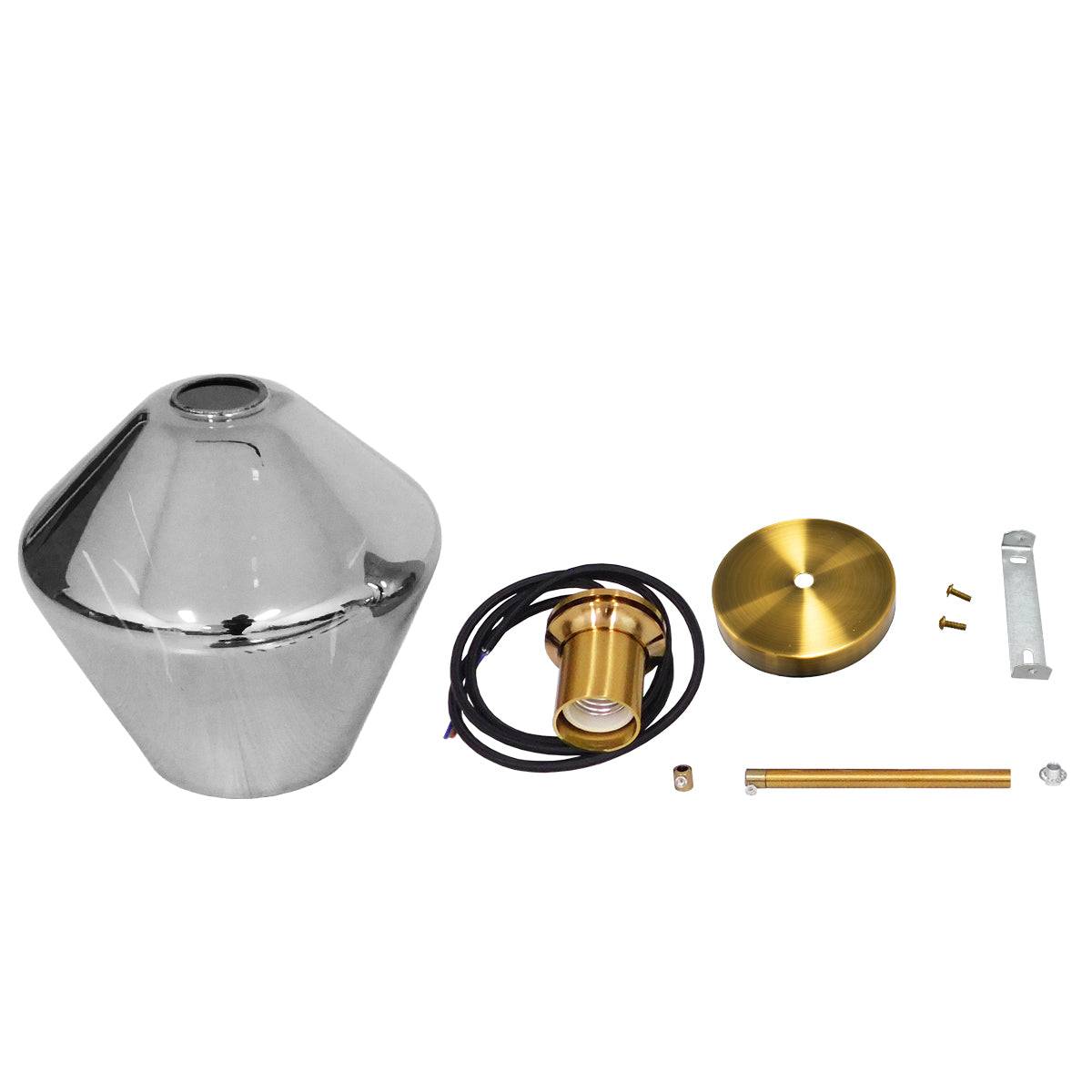 GloboStar® AMARIS 00872 Μοντέρνο Κρεμαστό Φωτιστικό Οροφής Μονόφωτο Γυάλινο Φιμέ Νίκελ Φ22 x Υ22cm - ledmania.gr