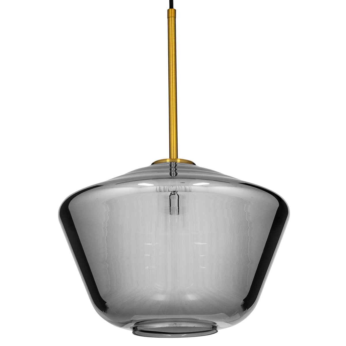 GloboStar® AMARIS 00873 Μοντέρνο Κρεμαστό Φωτιστικό Οροφής Μονόφωτο Γυάλινο Φιμέ Νίκελ Φ30 x Υ22cm - ledmania.gr