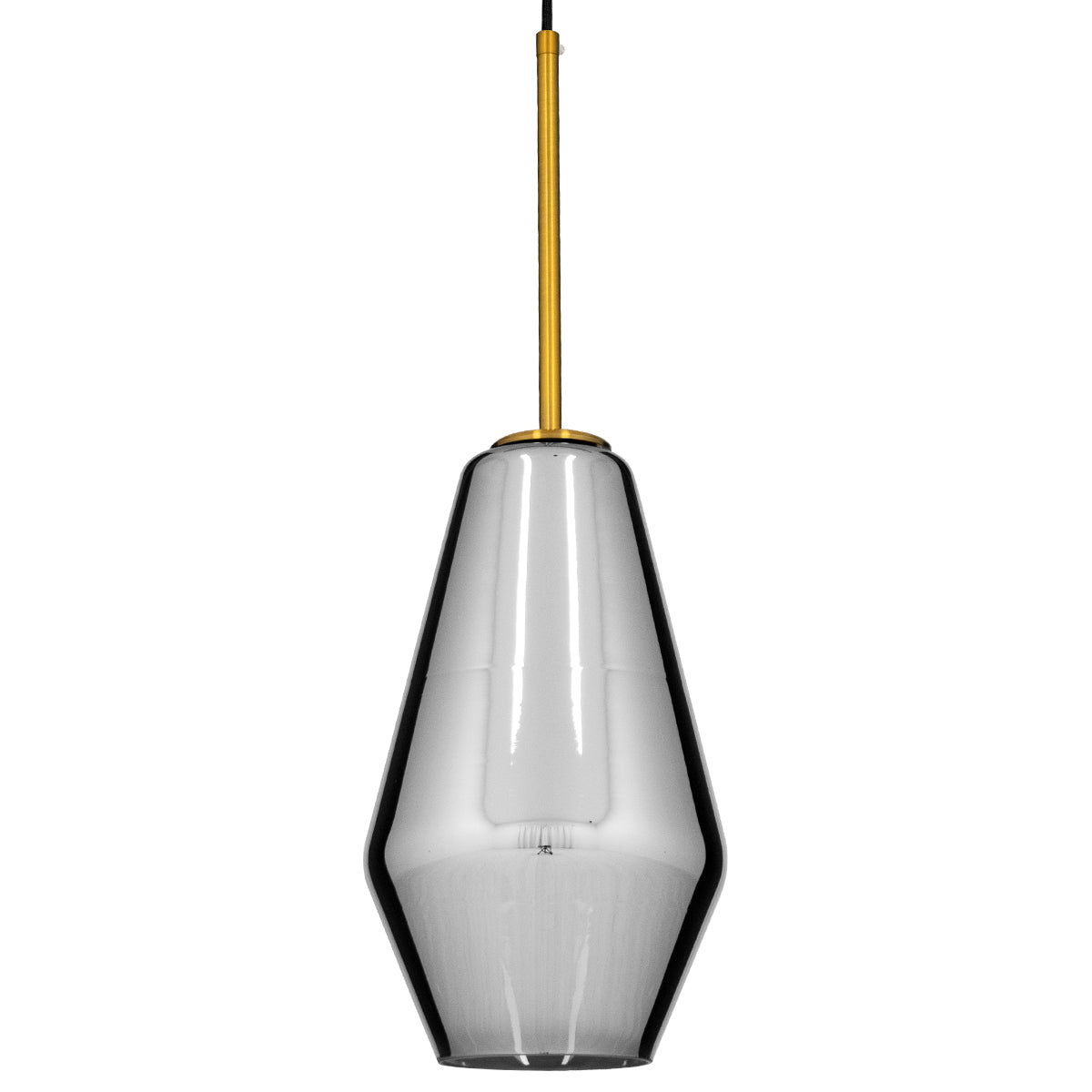 GloboStar® AMARIS 00874 Μοντέρνο Κρεμαστό Φωτιστικό Οροφής Μονόφωτο Γυάλινο Φιμέ Νίκελ Φ17 x Υ30cm - ledmania.gr