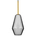 GloboStar® AMARIS 00874 Μοντέρνο Κρεμαστό Φωτιστικό Οροφής Μονόφωτο Γυάλινο Φιμέ Νίκελ Φ17 x Υ30cm - ledmania.gr