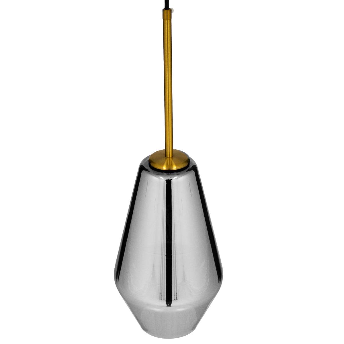 GloboStar® AMARIS 00874 Μοντέρνο Κρεμαστό Φωτιστικό Οροφής Μονόφωτο Γυάλινο Φιμέ Νίκελ Φ17 x Υ30cm - ledmania.gr