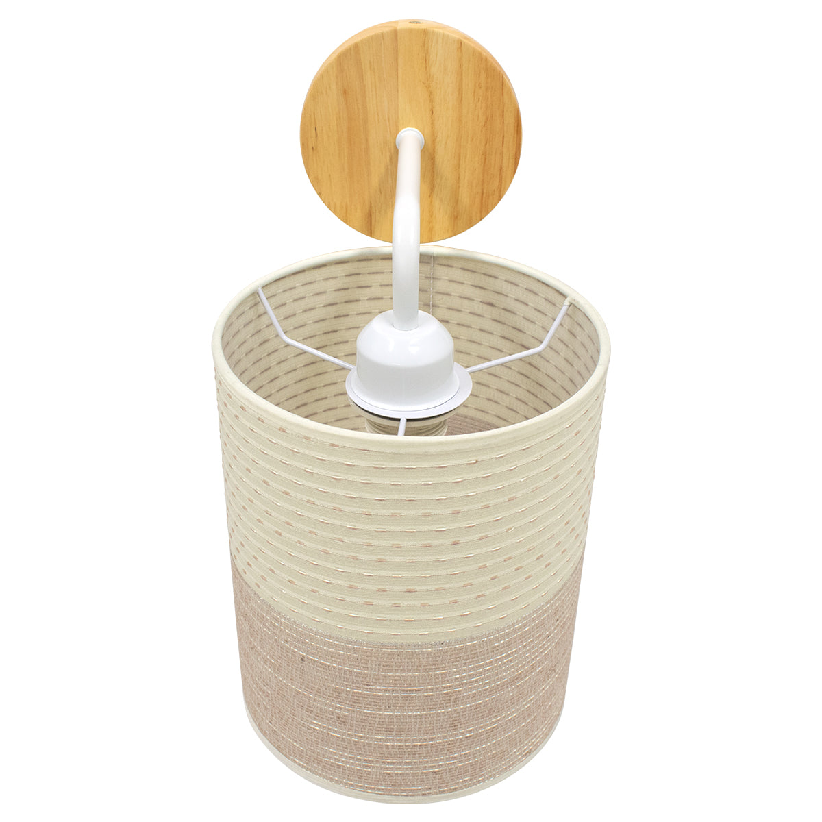GloboStar® OASIS 00884 Μοντέρνο Φωτιστικό Τοίχου Απλίκα Μονόφωτο Μεταλλικό Μπεζ με Ξύλο Μ24 x Π18 x Υ32cm - ledmania.gr