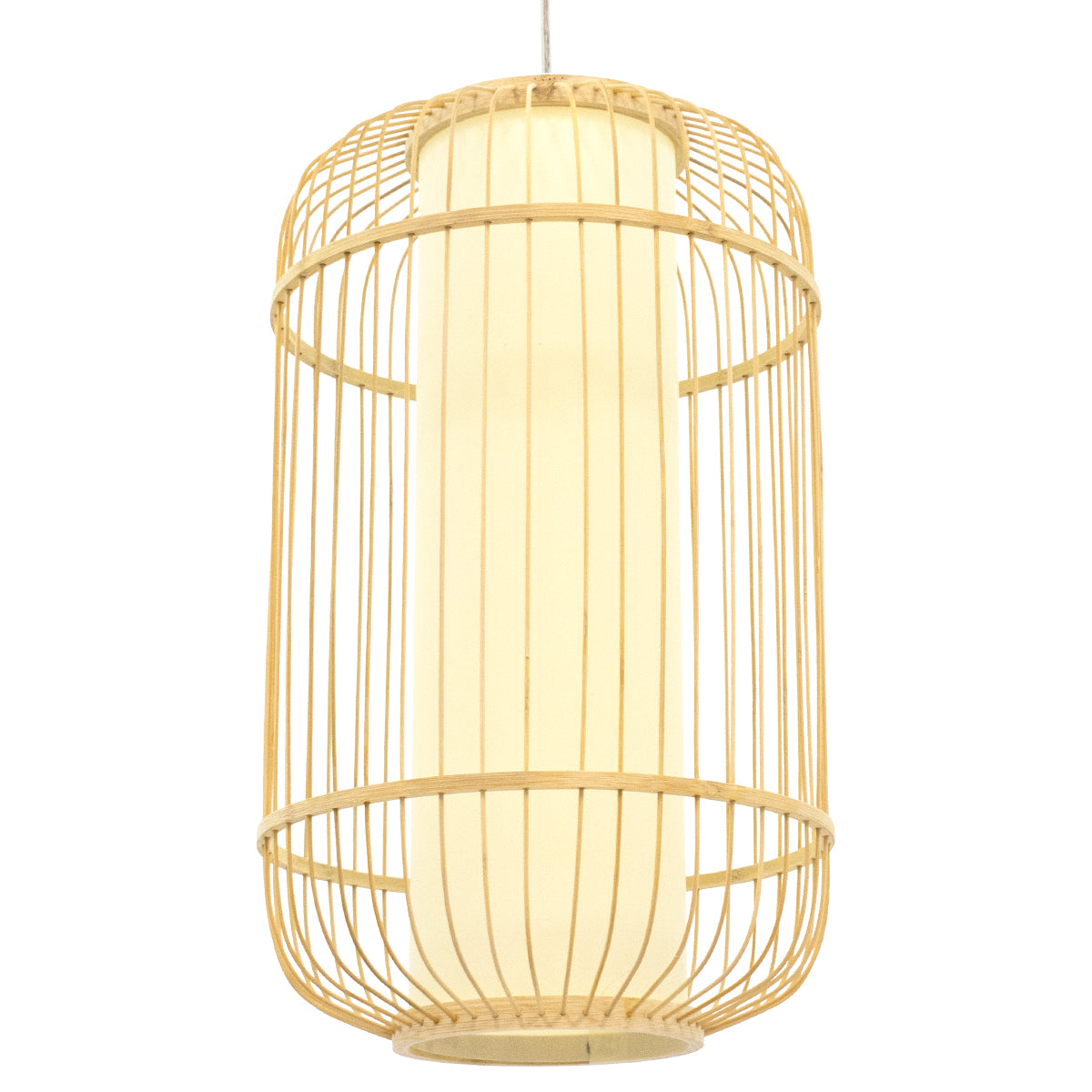 GloboStar® DE PARIS 00894 Vintage Κρεμαστό Φωτιστικό Οροφής Μονόφωτο Καφέ Ξύλινο Bamboo Φ30 x Υ50cm - ledmania.gr