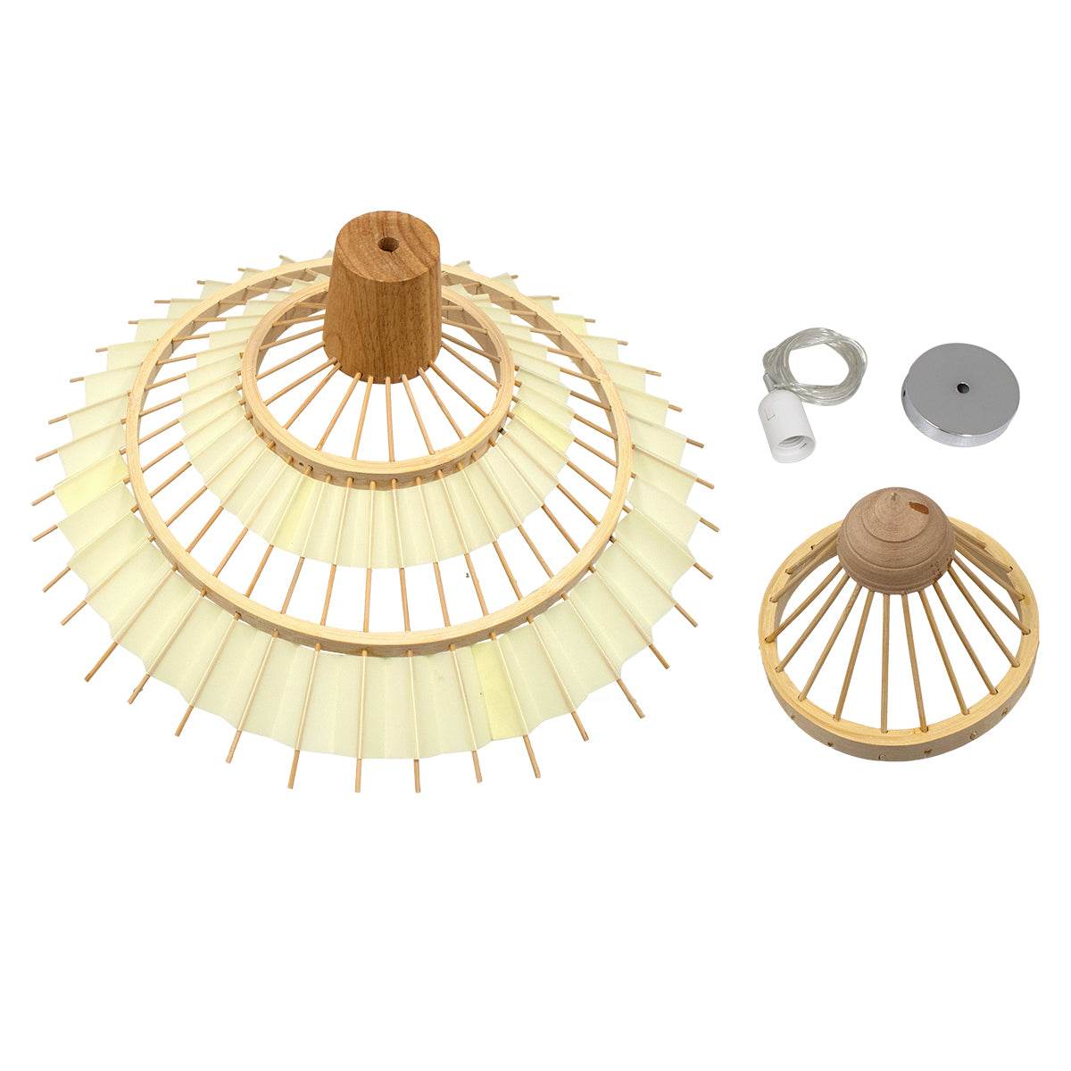 GloboStar® VENTALIA 00897 Vintage Κρεμαστό Φωτιστικό Οροφής Μονόφωτο Μπεζ Ξύλινο Bamboo Φ40 x Y22cm - ledmania.gr