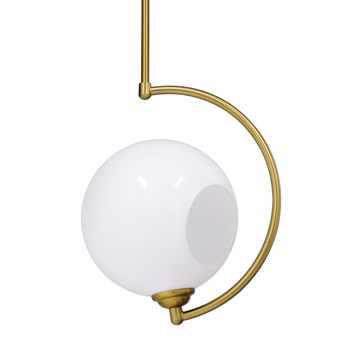 GloboStar® ISLA 00898 Μοντέρνο Κρεμαστό Φωτιστικό Οροφής Μονόφωτο Λευκό Glossy με Χρυσό Βραχίονα Μεταλλικό Φ20 x Y33cm - ledmania.gr
