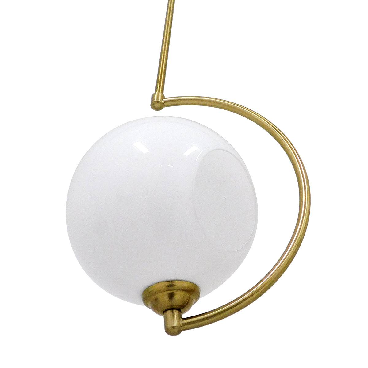 GloboStar® ISLA 00898 Μοντέρνο Κρεμαστό Φωτιστικό Οροφής Μονόφωτο Λευκό Glossy με Χρυσό Βραχίονα Μεταλλικό Φ20 x Y33cm - ledmania.gr