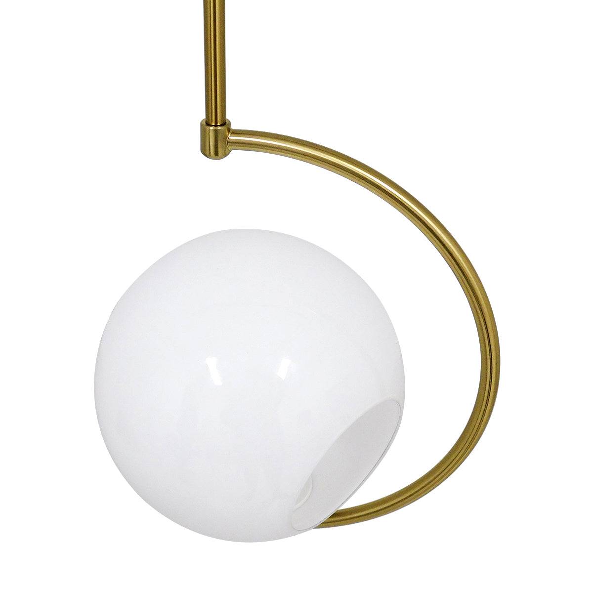 GloboStar® ISLA 00898 Μοντέρνο Κρεμαστό Φωτιστικό Οροφής Μονόφωτο Λευκό Glossy με Χρυσό Βραχίονα Μεταλλικό Φ20 x Y33cm - ledmania.gr