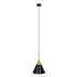 GloboStar® SHADE 00906 Μοντέρνο Κρεμαστό Φωτιστικό Οροφής Μονόφωτο Μαύρο Μεταλλικό με Ξύλο Καμπάνα Φ23 x Υ22cm - ledmania.gr