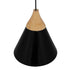 GloboStar® SHADE 00906 Μοντέρνο Κρεμαστό Φωτιστικό Οροφής Μονόφωτο Μαύρο Μεταλλικό με Ξύλο Καμπάνα Φ23 x Υ22cm - ledmania.gr