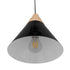 GloboStar® SHADE 00906 Μοντέρνο Κρεμαστό Φωτιστικό Οροφής Μονόφωτο Μαύρο Μεταλλικό με Ξύλο Καμπάνα Φ23 x Υ22cm - ledmania.gr