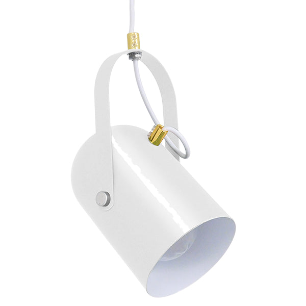 GloboStar® HAZEL 00924 Μοντέρνο Κρεμαστό Φωτιστικό Οροφής Μονόφωτο Λευκό Glossy με Χρυσές Λεπτομέρειες Μεταλλικό Φ12 x Υ27cm - ledmania.gr