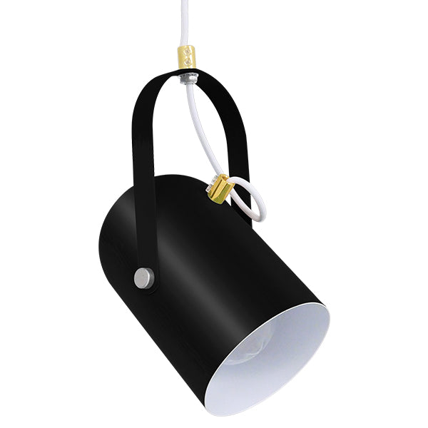 GloboStar® HAZEL 00930 Μοντέρνο Κρεμαστό Φωτιστικό Οροφής Μονόφωτο Σατινέ Μαύρο με Χρυσές Λεπτομέρειες Μεταλλικό Φ12 x Υ27cm - ledmania.gr