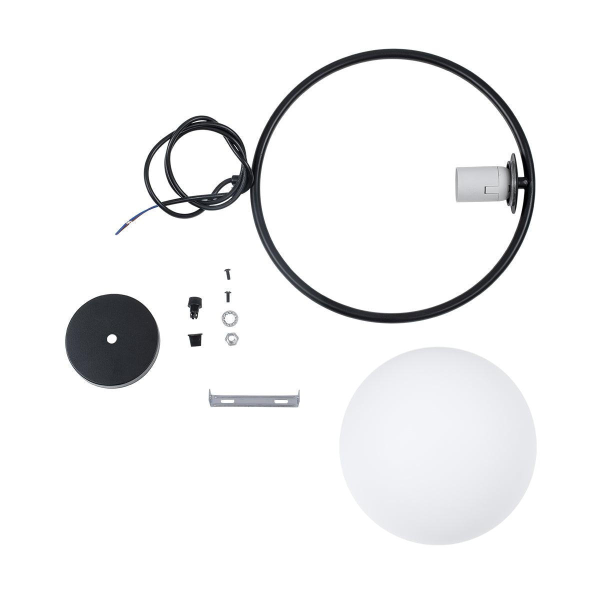 GloboStar® MADRID 00931 Μοντέρνο Κρεμαστό Φωτιστικό Οροφής Μονόφωτο Μαύρο Μεταλλικό Γυάλινο Μπάλα Μ30 x Π20 x Υ30cm - ledmania.gr