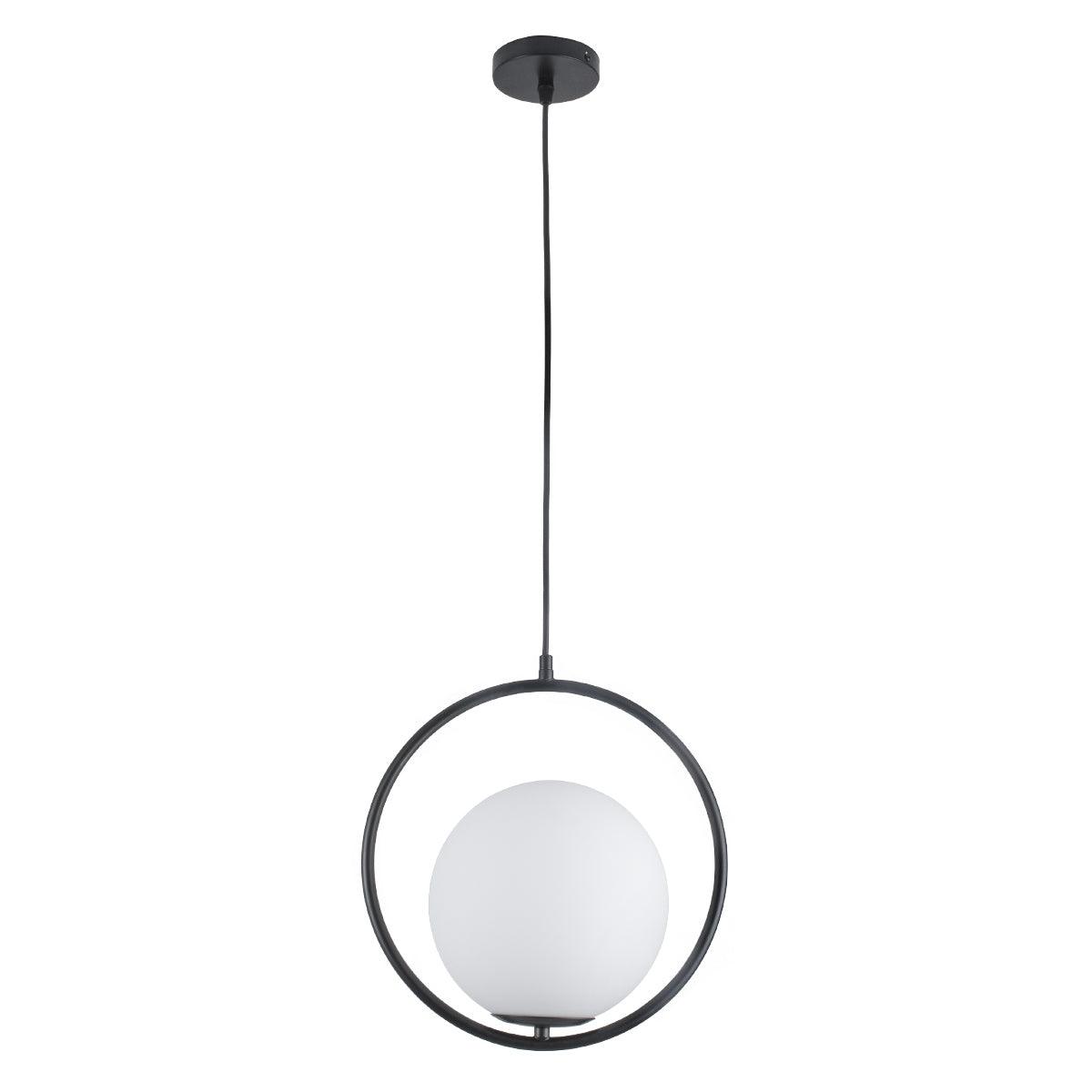 GloboStar® MADRID 00931 Μοντέρνο Κρεμαστό Φωτιστικό Οροφής Μονόφωτο Μαύρο Μεταλλικό Γυάλινο Μπάλα Μ30 x Π20 x Υ30cm - ledmania.gr