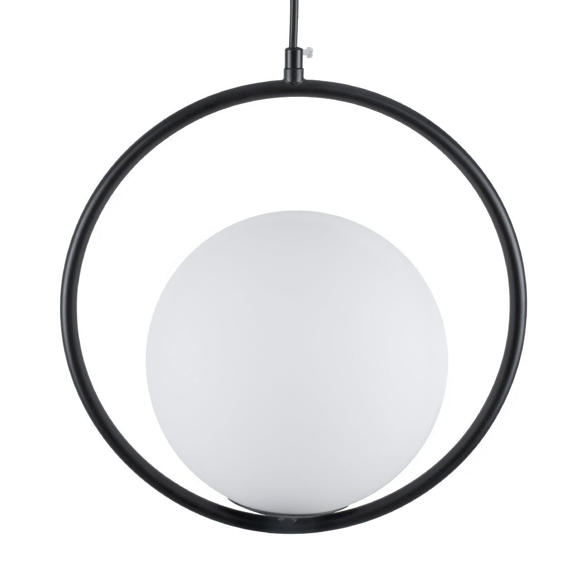 GloboStar® MADRID 00931 Μοντέρνο Κρεμαστό Φωτιστικό Οροφής Μονόφωτο Μαύρο Μεταλλικό Γυάλινο Μπάλα Μ30 x Π20 x Υ30cm - ledmania.gr